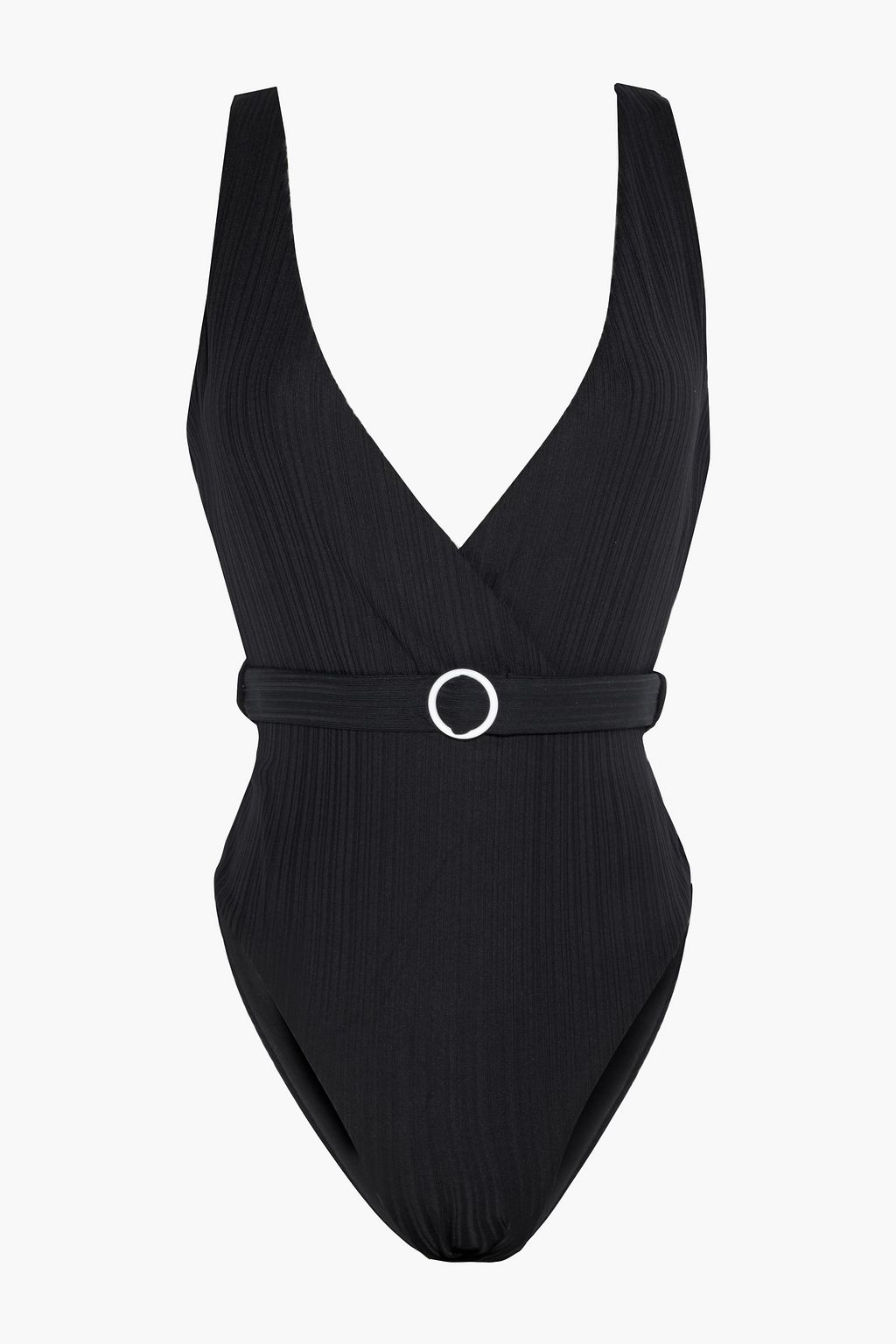 ONIA Michelle wrap-effect belted ribbed swimsuit | THE OUTNET