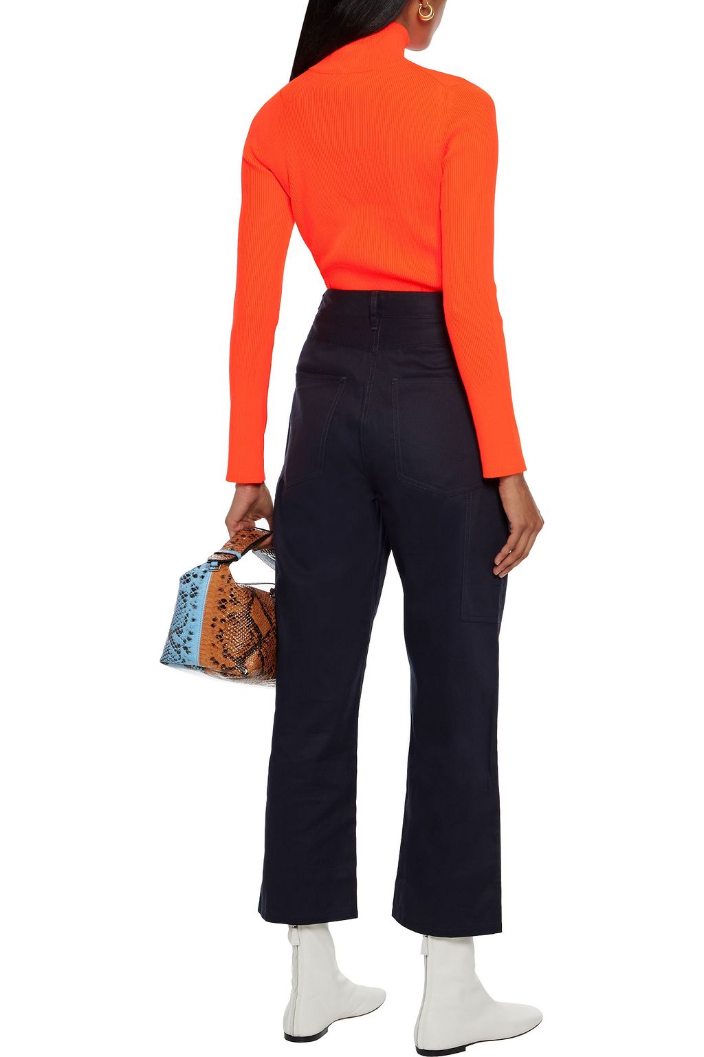 TIBI Neon ribbed-knit turtleneck sweater