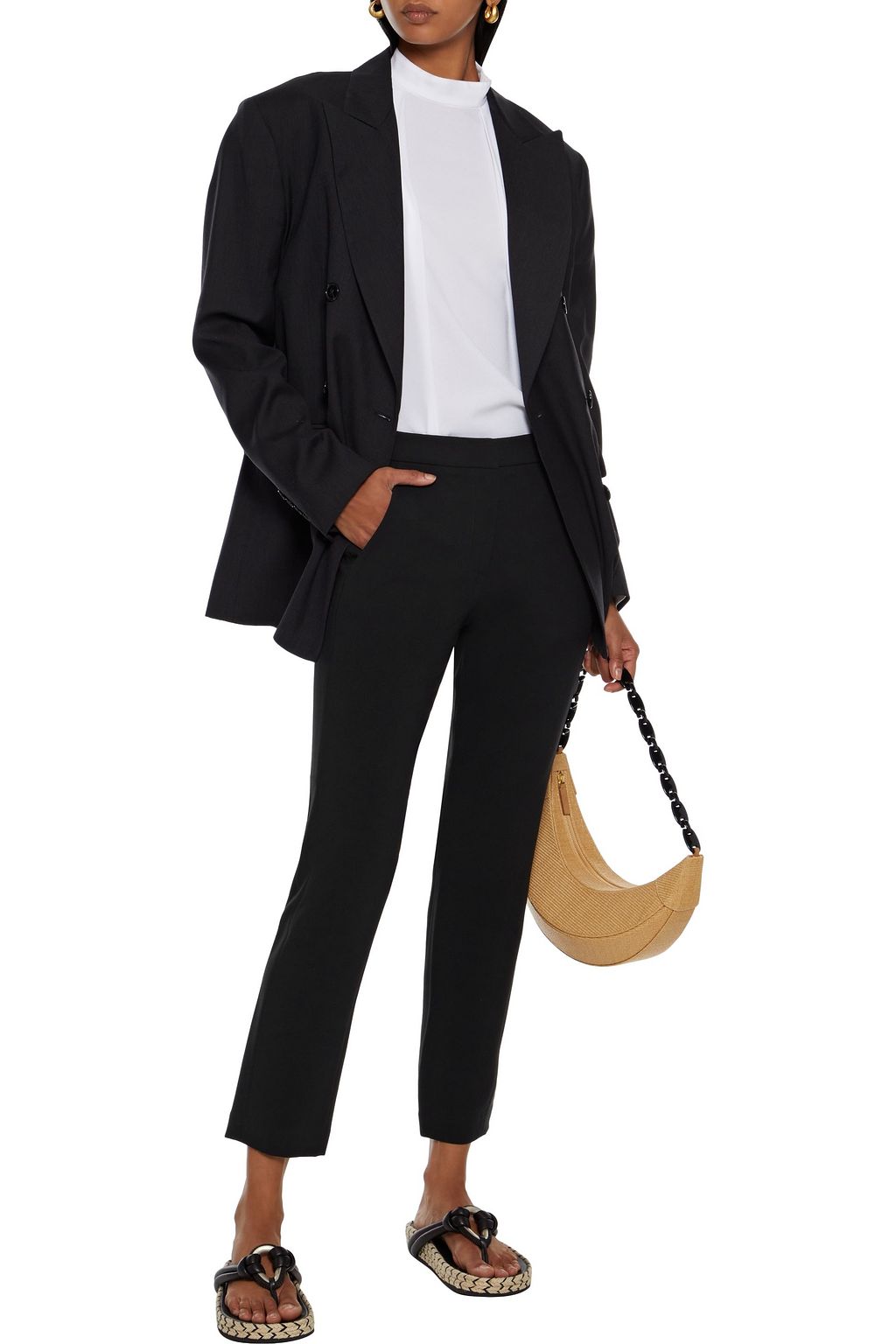 TIBI Anson cropped crepe slim-leg pants