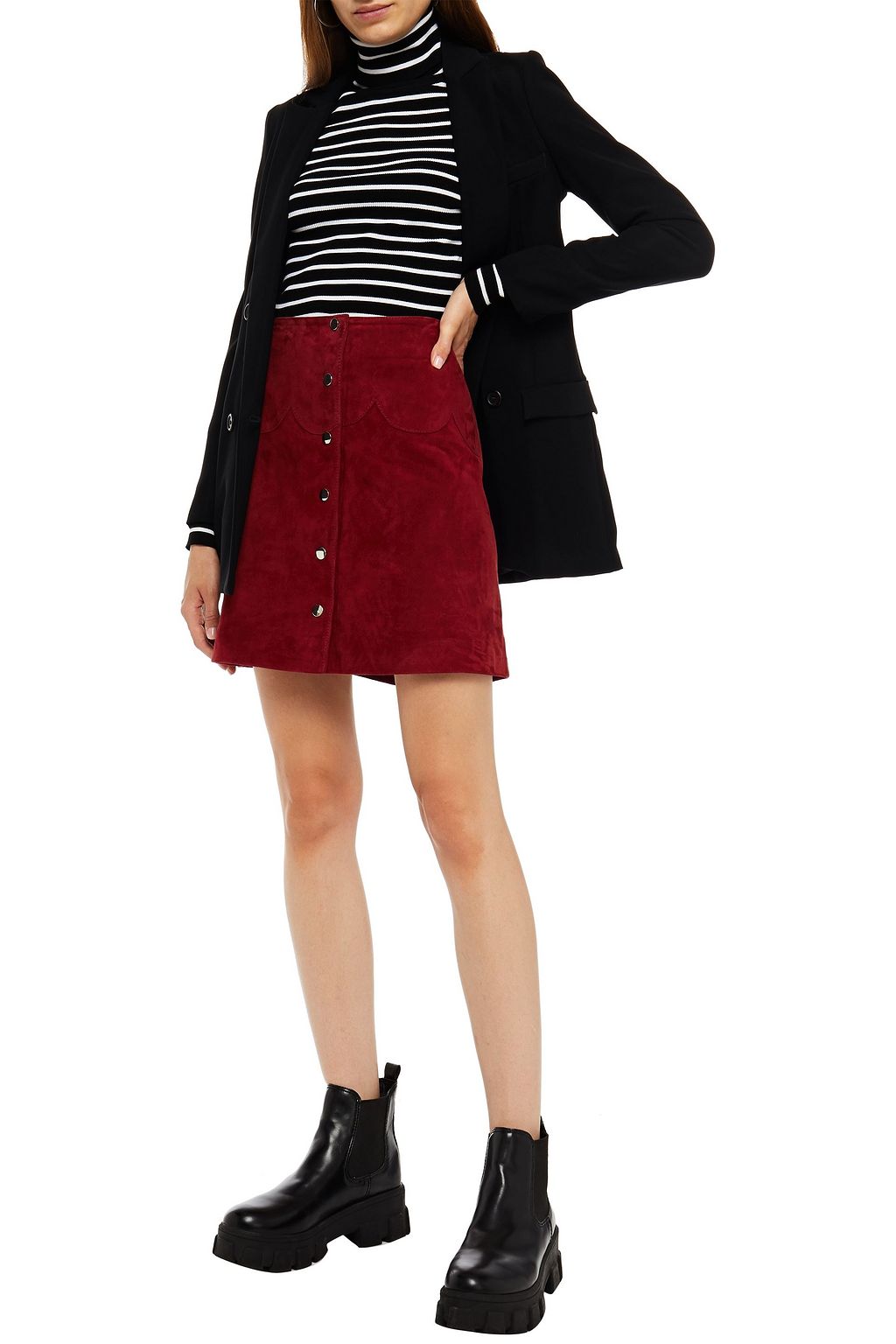 CLAUDIE PIERLOT Scalloped suede mini skirt