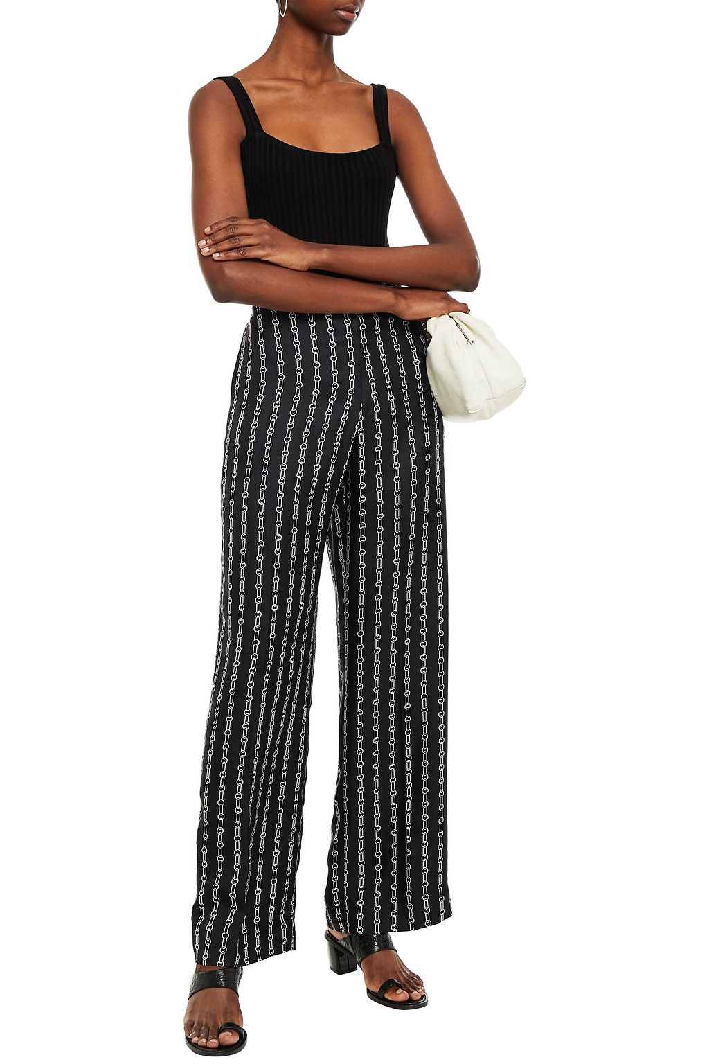 THEORY Printed silk-satin twill wide-leg pants
