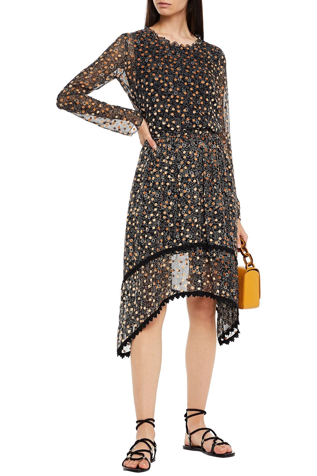SEE BY CHLOÉ Gathered printed fil coupé silk-chiffon skirt
