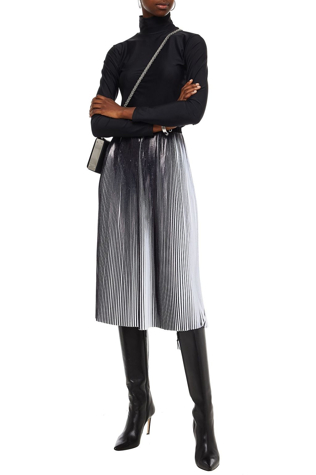 BALMAIN Plissierter Midirock aus Webstoff mit Print