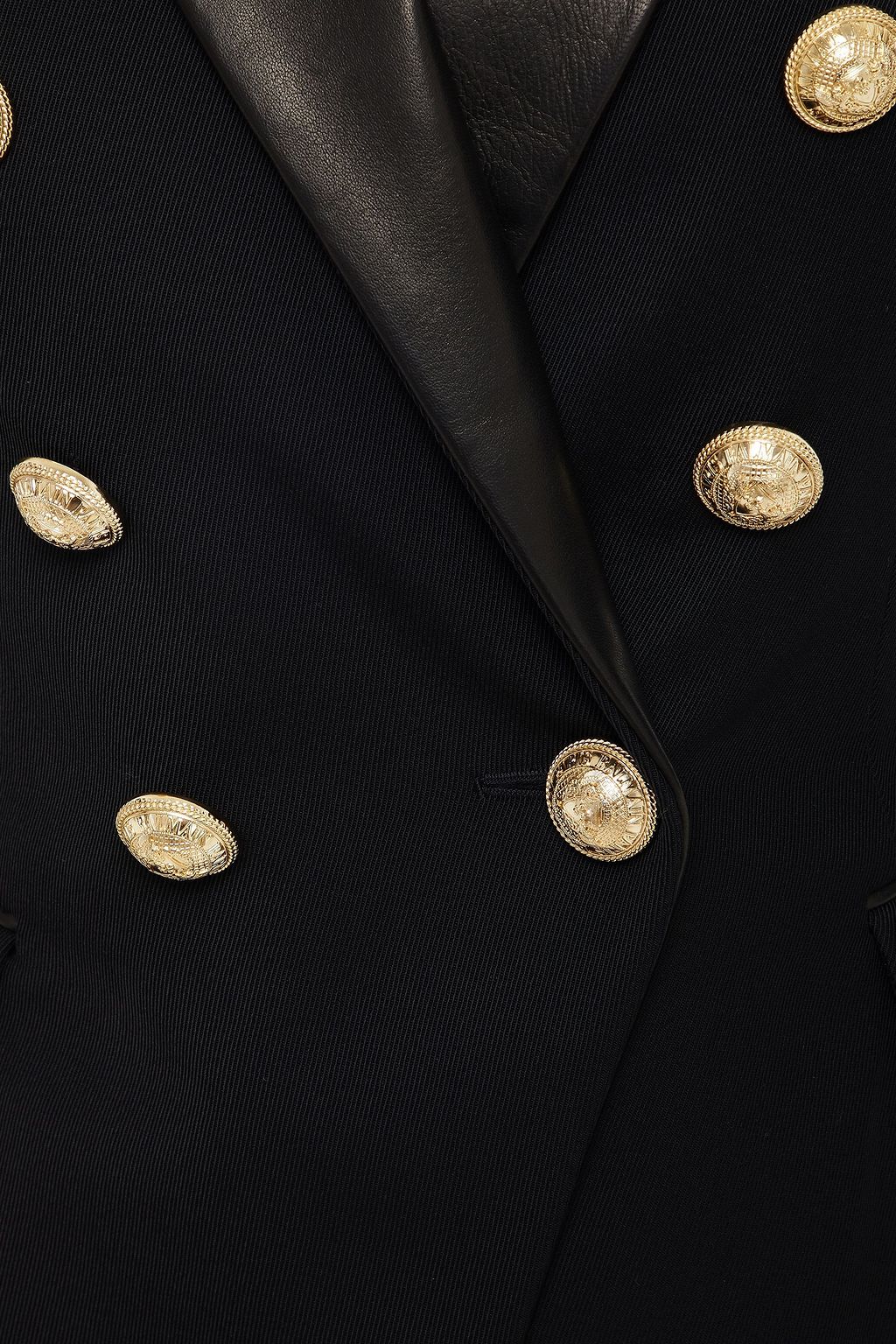 BALMAIN Blazer aus Woll-Twill mit Lederbesatz