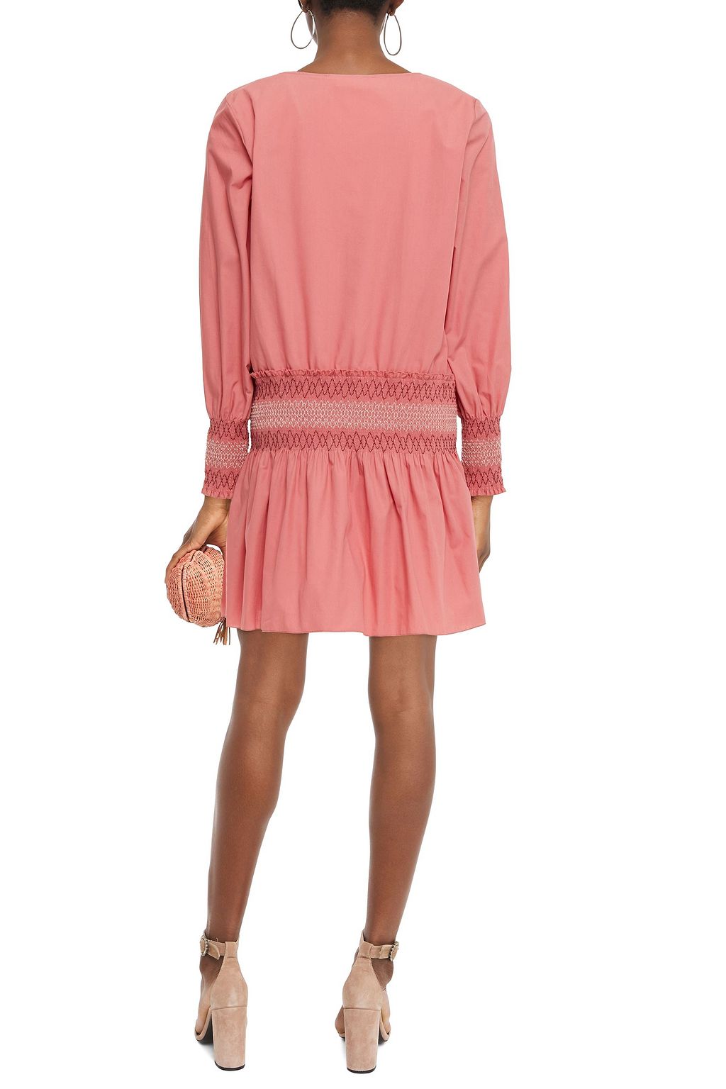 SEE BY CHLOÉ Smocked cotton-poplin mini dress