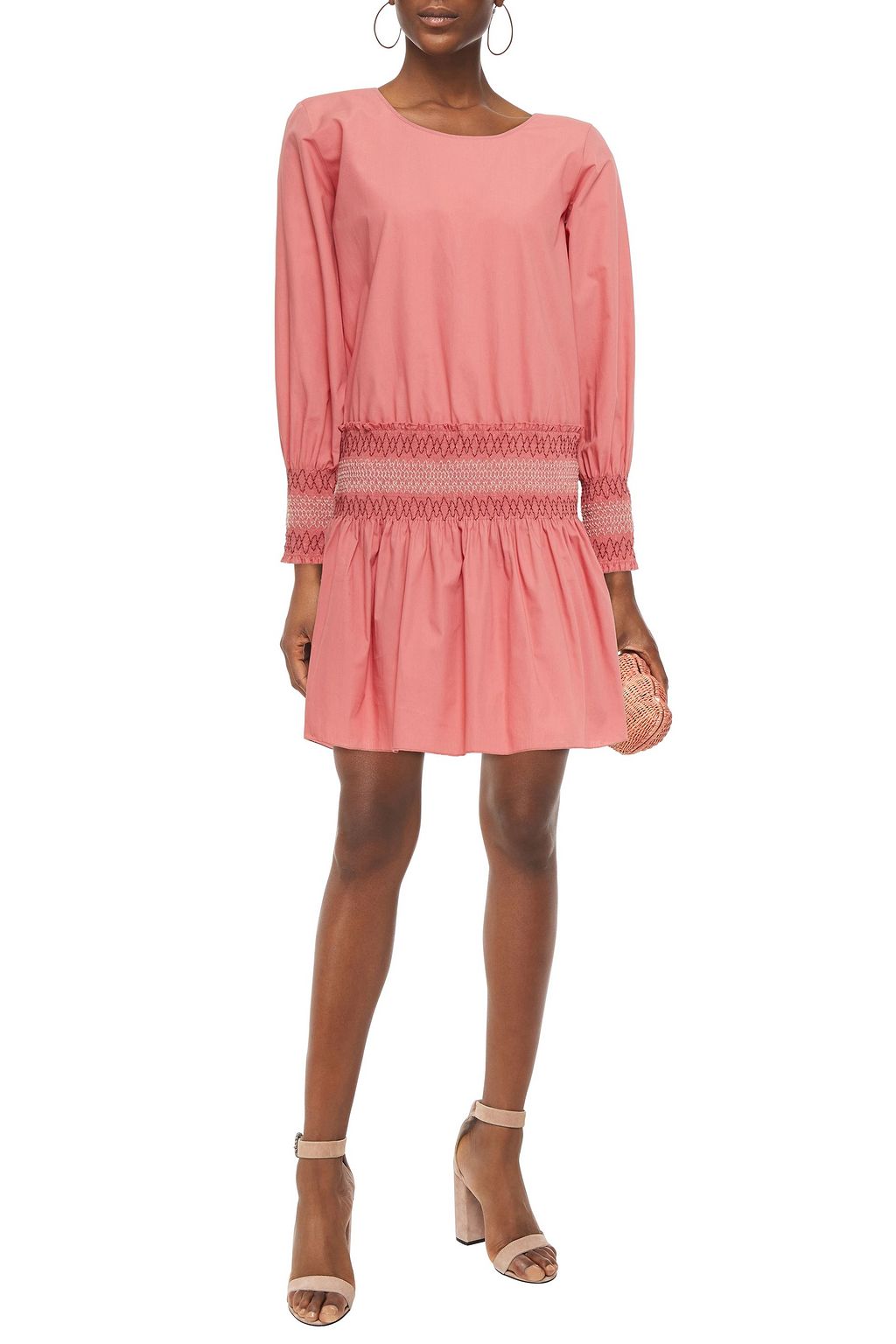 SEE BY CHLOÉ Smocked cotton-poplin mini dress