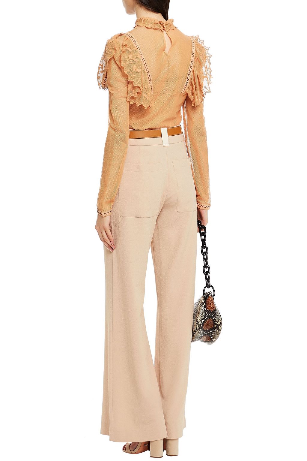 SEE BY CHLOÉ Ruffled embroidered cotton-blend mesh top