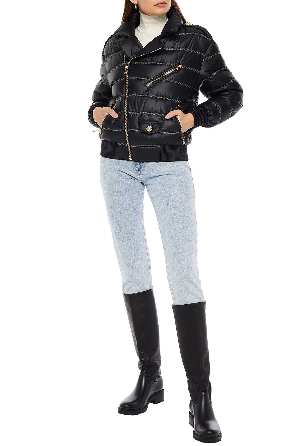 BALMAIN Quilted striped shell jacket THE