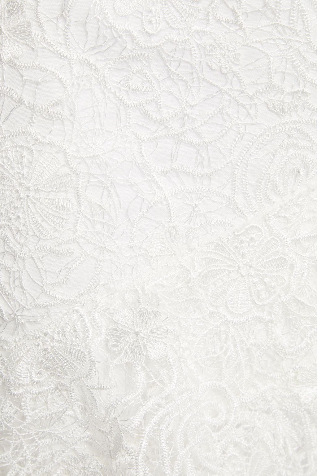 LEO LIN Belted tiered macramé lace mini skirt