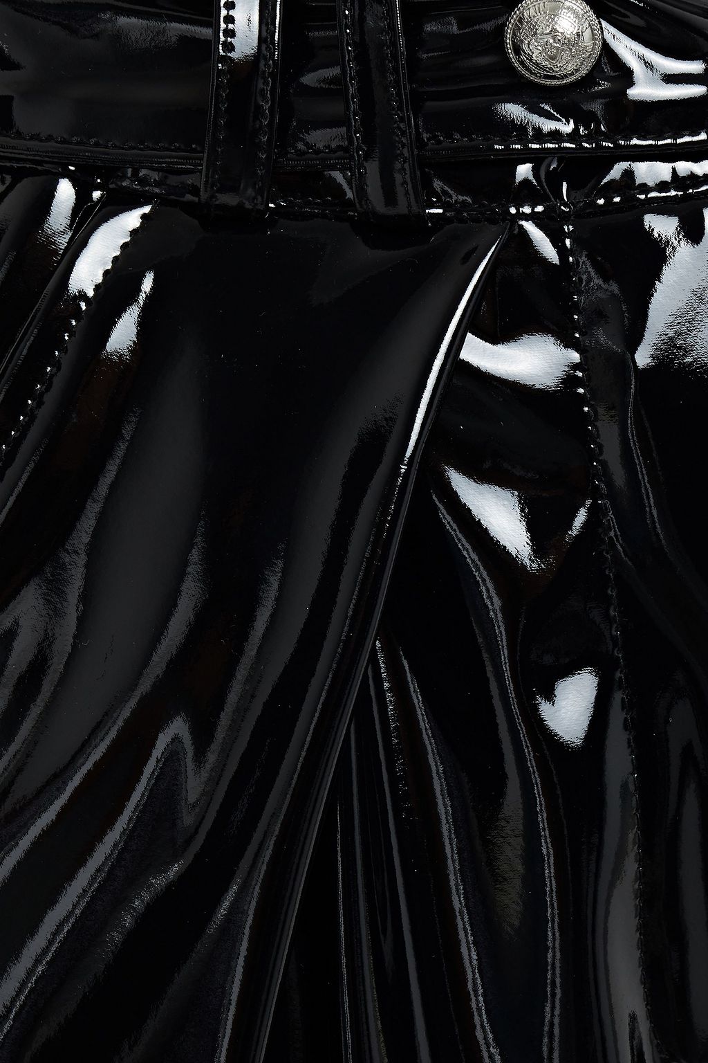 BALMAIN Faux glossed-leather tapered pants