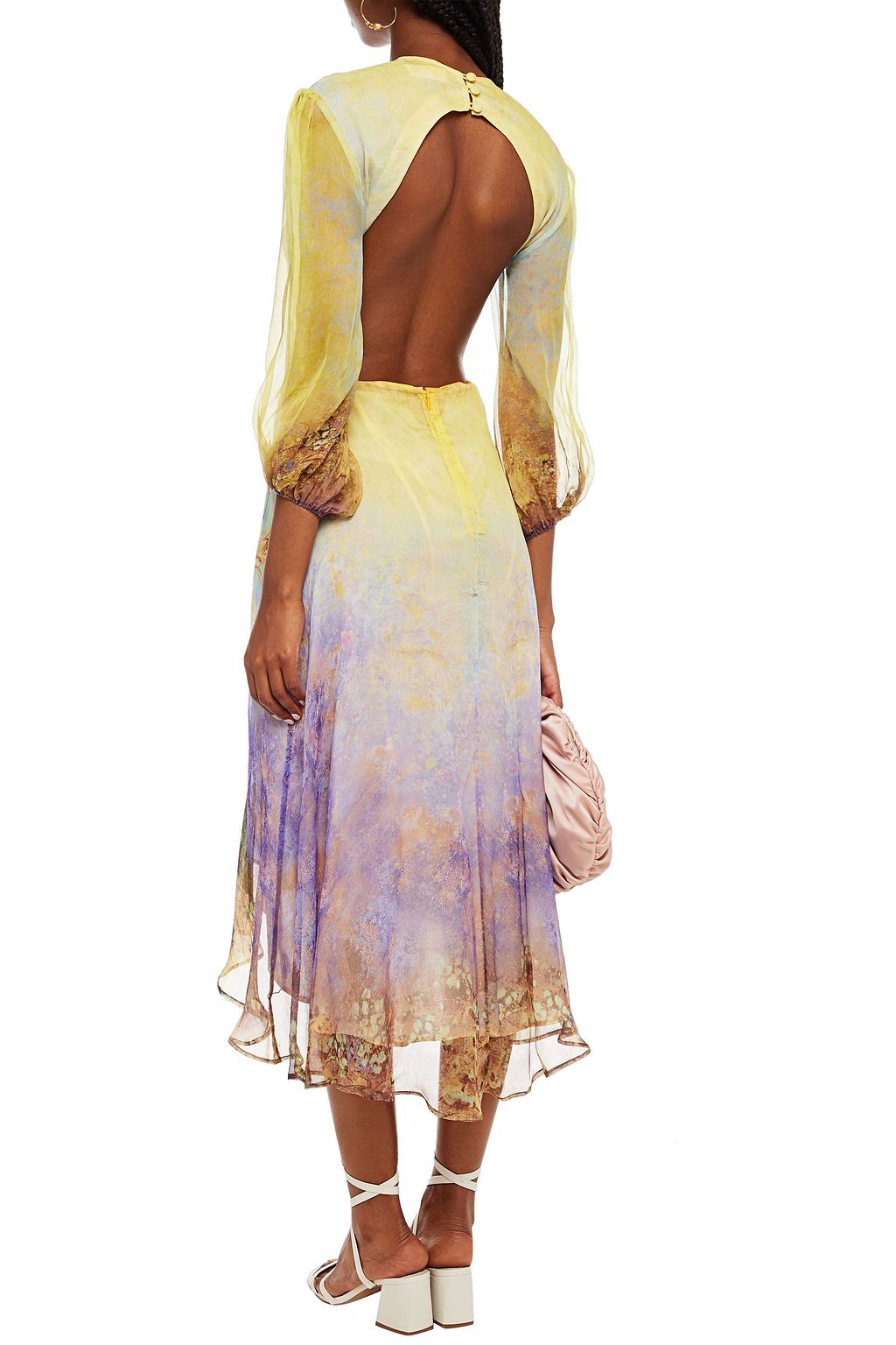 LEO LIN Salvation open-back printed silk-chiffon midi dress