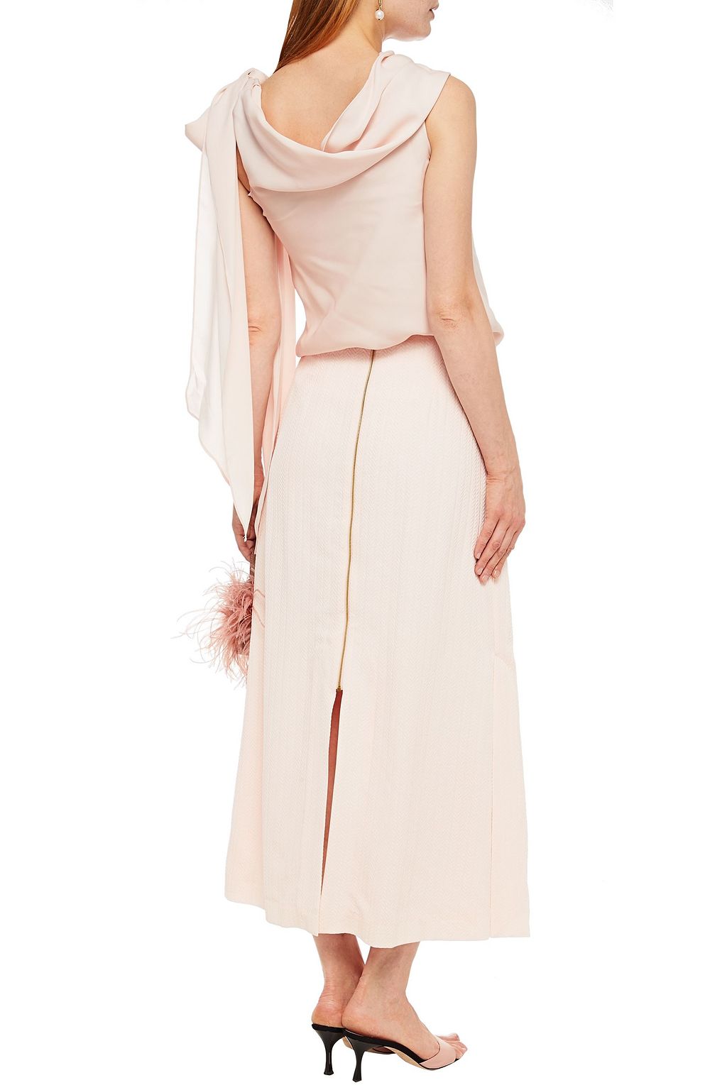 ROLAND MOURET Tivoli pleated silk-jacquard midi skirt