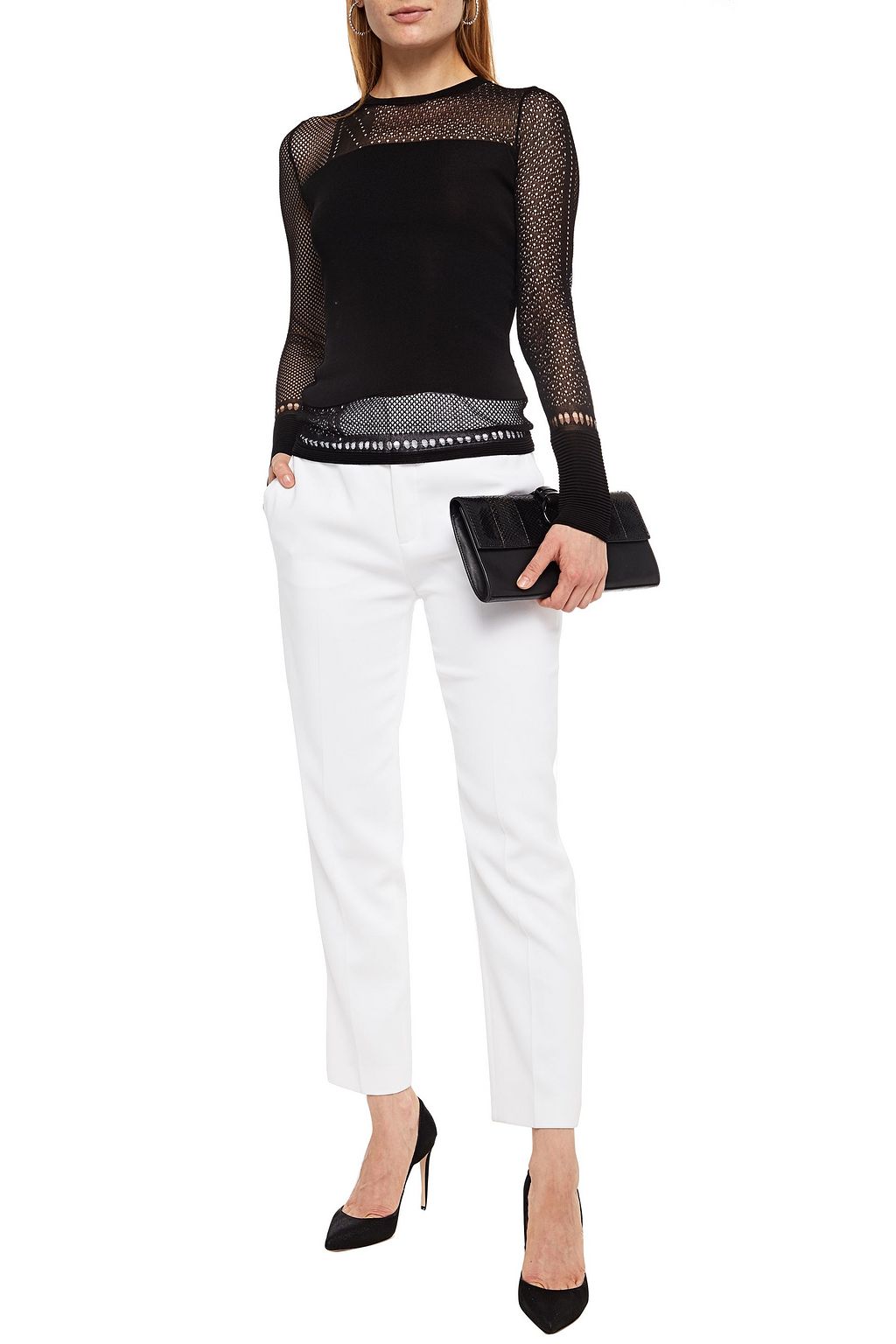 ROLAND MOURET Burnham pointelle-knit top