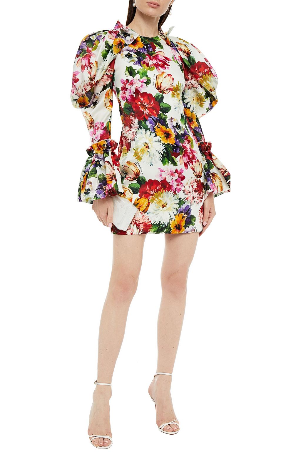 DOLCE&GABBANA Minikleid aus Seidentaft mit floralem Print