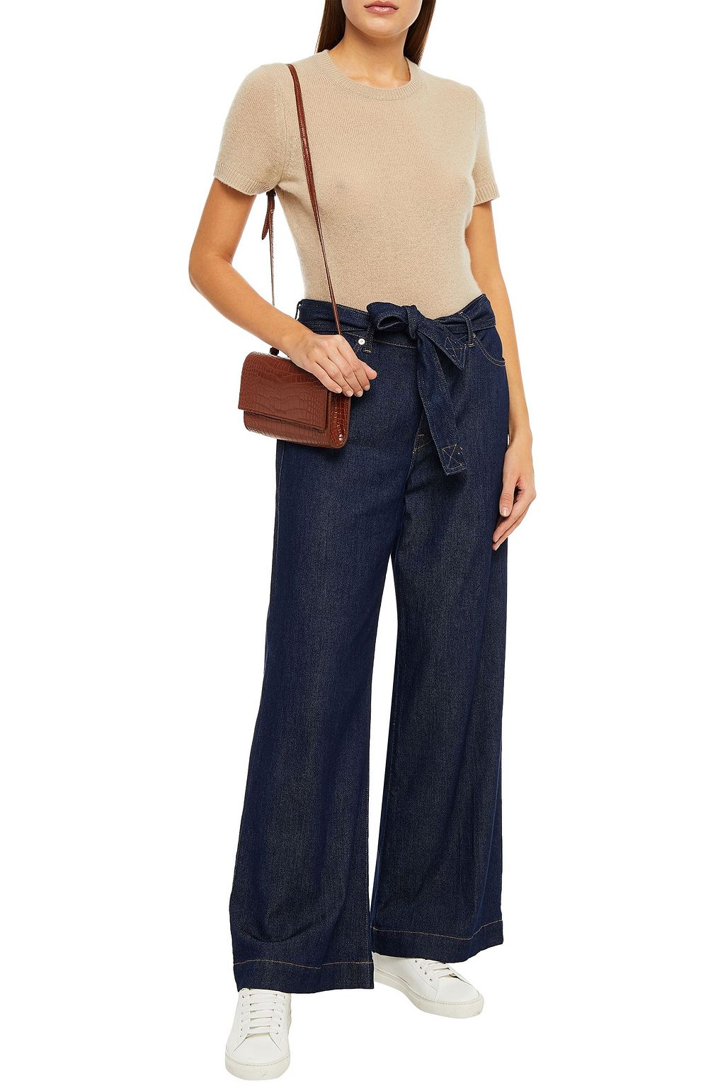 7 FOR ALL MANKIND Belted high-rise wide-leg jeans