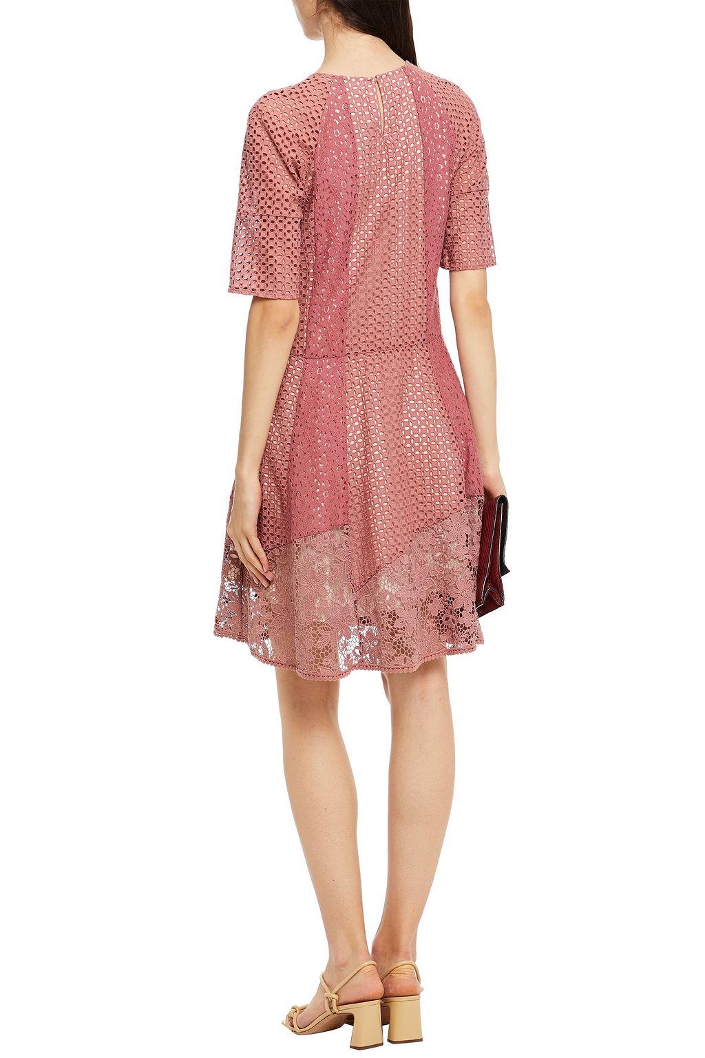 SEE BY CHLOÉ Broderie anglaise-paneled cotton guipure lace dress