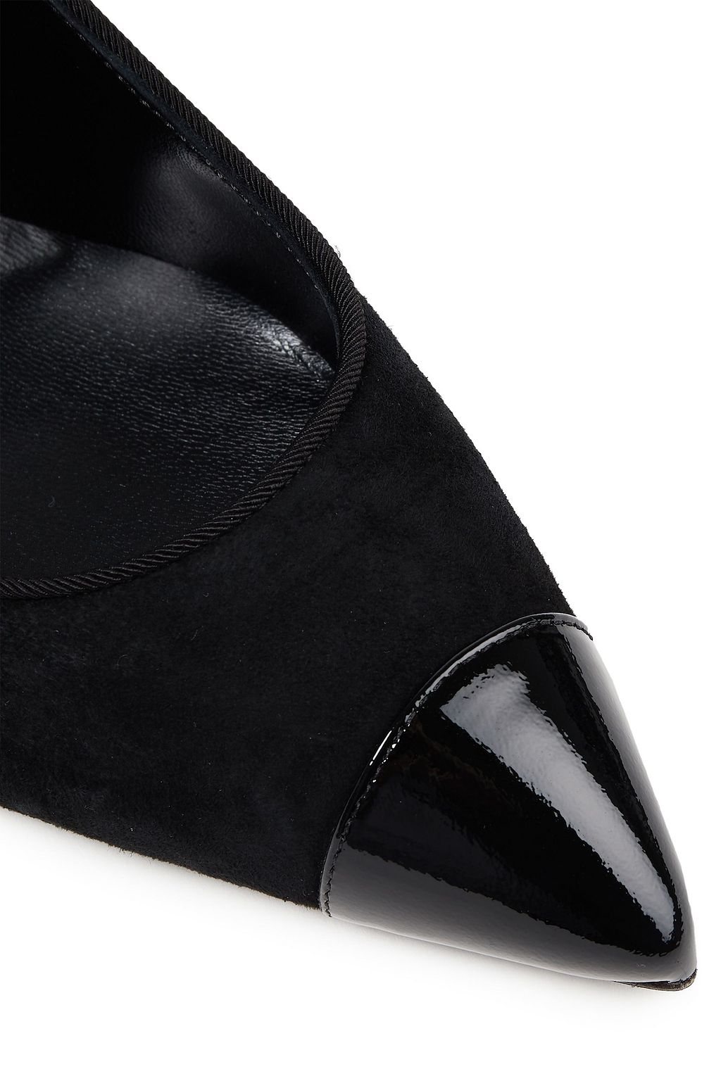 GIUSEPPE ZANOTTI Lucrezia patent leather-trimmed suede pumps