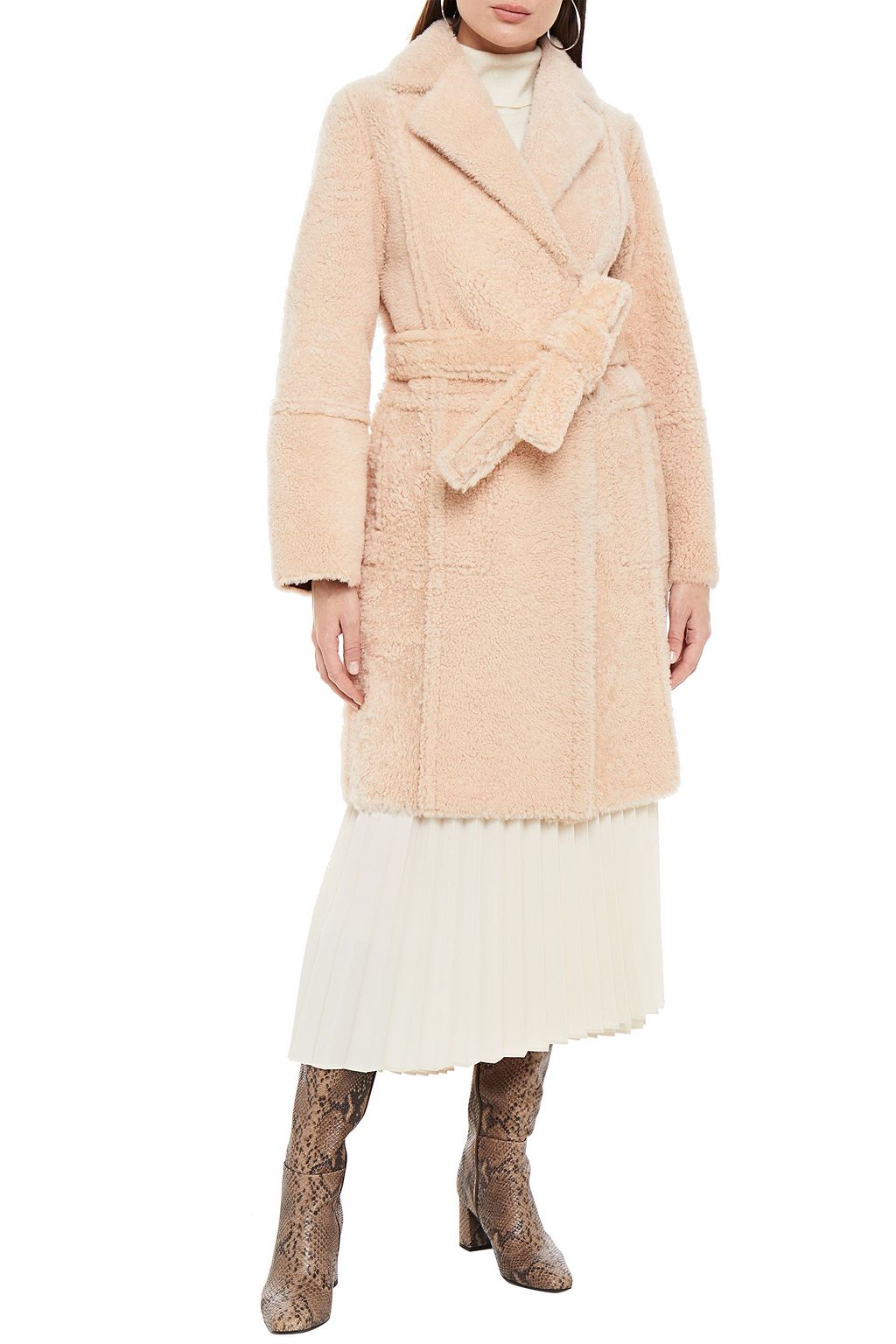 YVES SALOMON Belted shearling coat