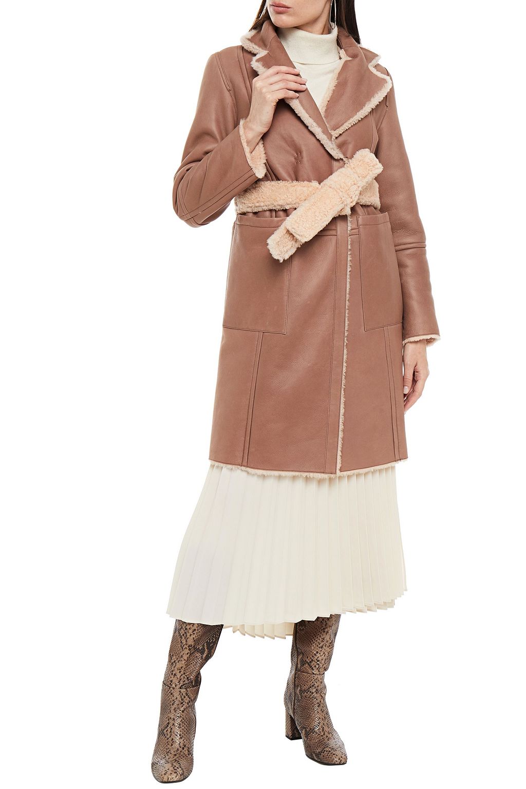 YVES SALOMON Belted shearling coat