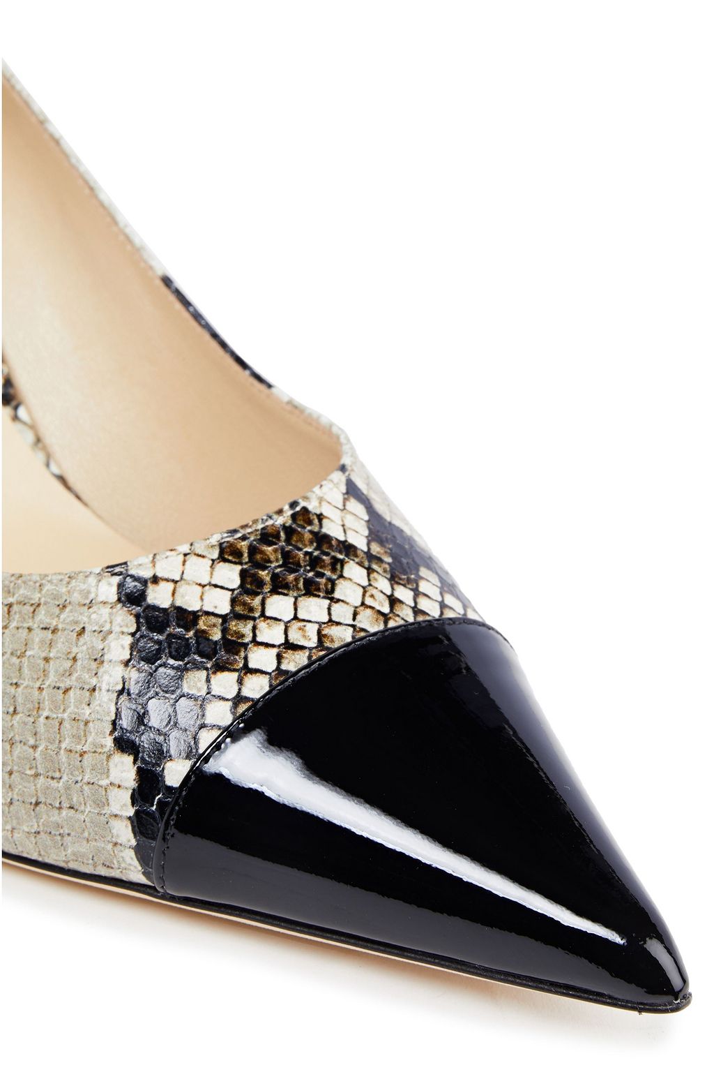JIMMY CHOO Rene 65 snake-effect and patent-leather pumps