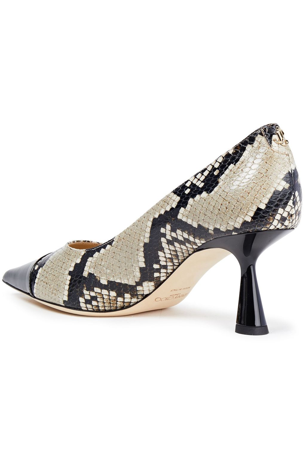 JIMMY CHOO Rene 65 snake-effect and patent-leather pumps