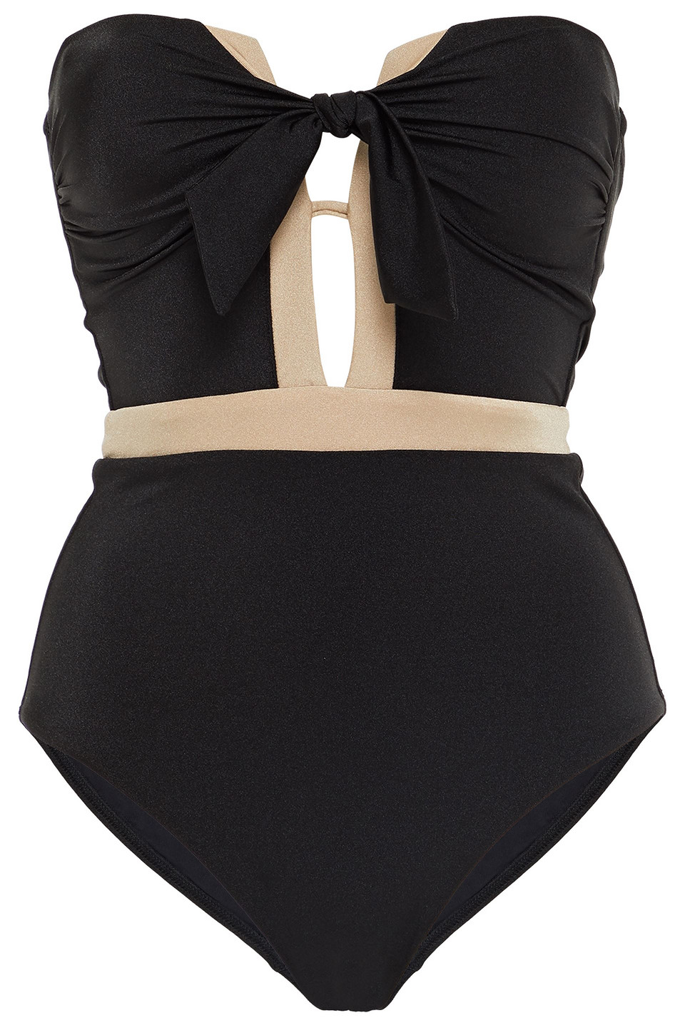 Jets Australia By Jessika Allen Woman Knotted Cutout Two-tone Bandeau Swimsuit Black Size 14