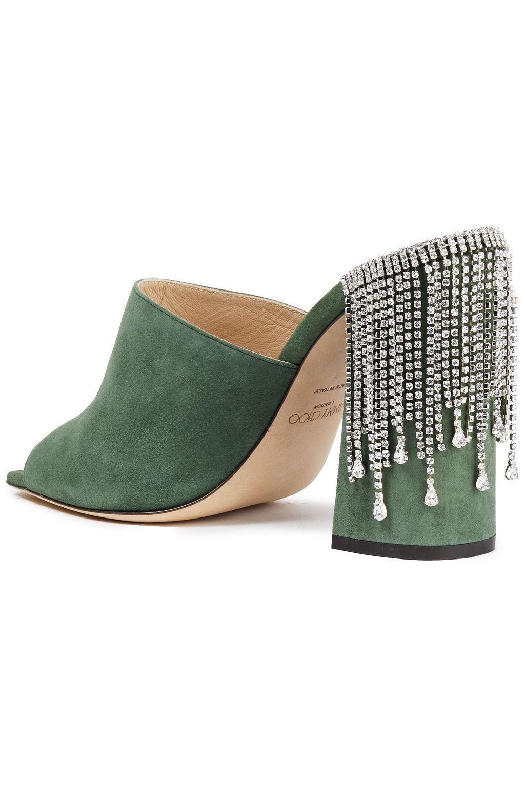 JIMMY CHOO Baia 100 Mules aus Veloursleder mit Kristallverzierung