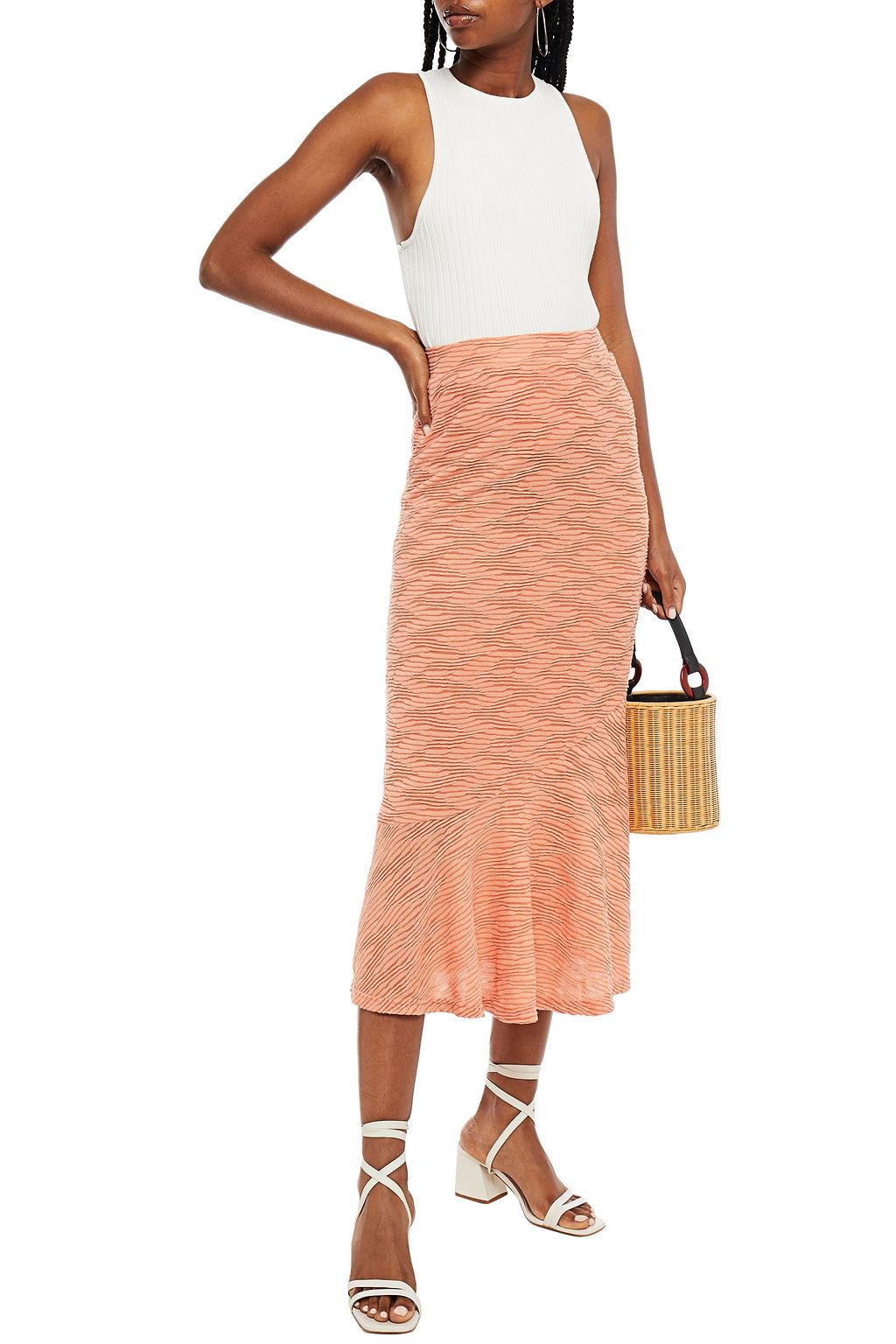 WALTER BAKER Joy cloqué midi skirt