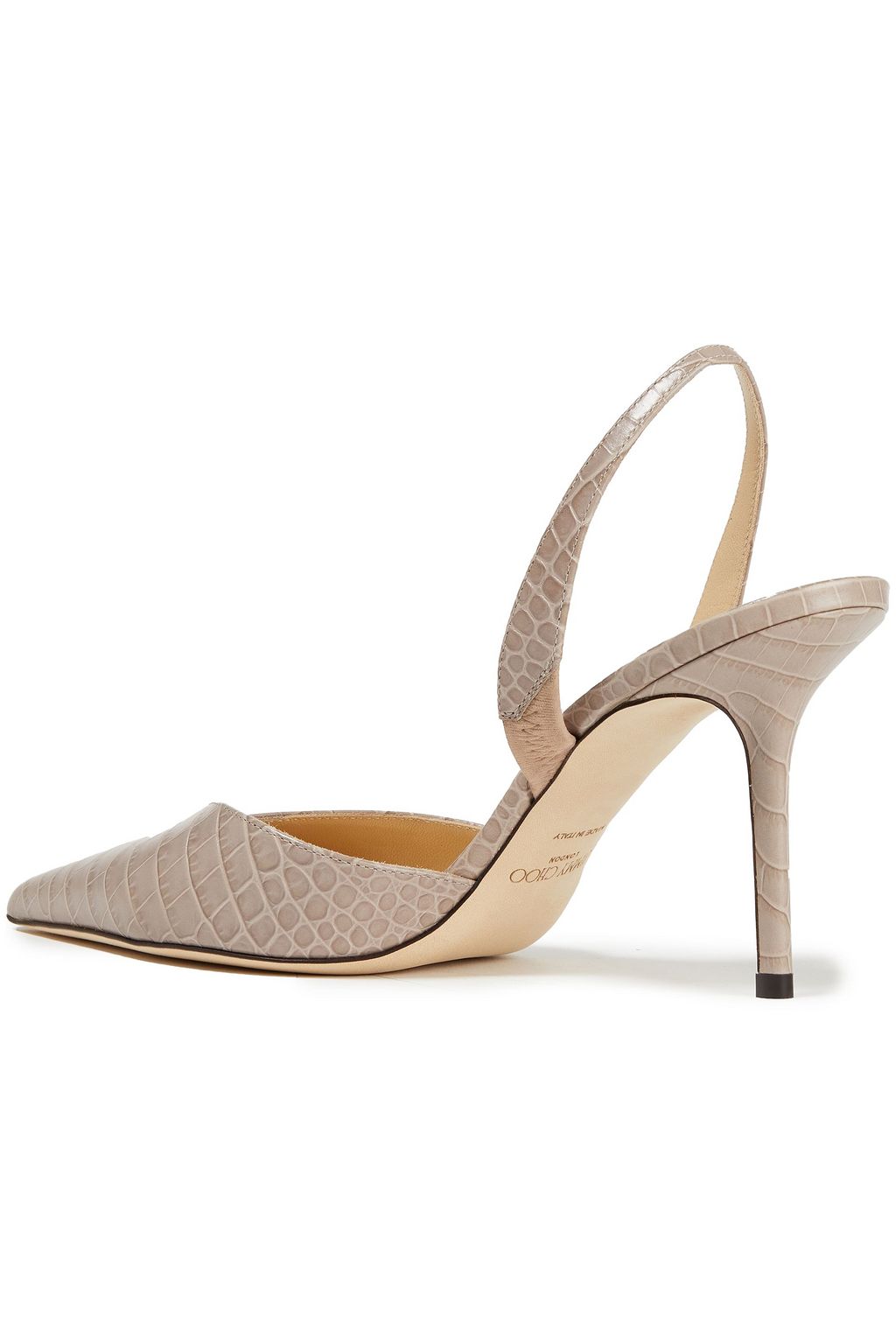 JIMMY CHOO Thandi 85 croc-effect leather slingback pumps