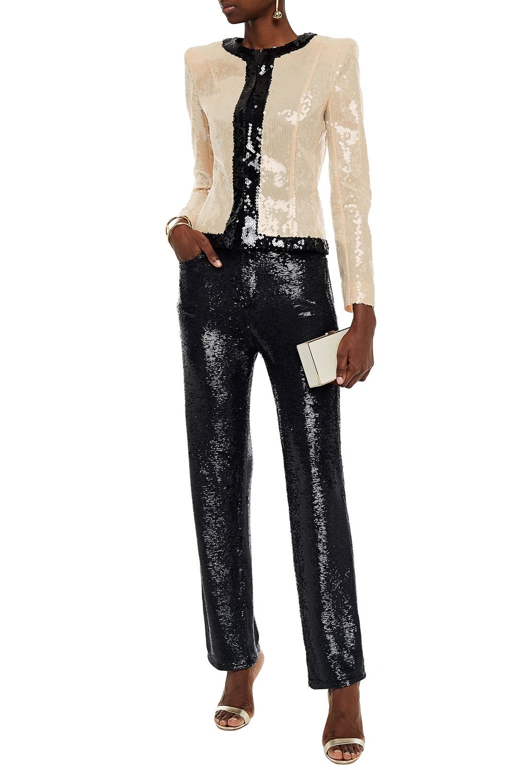 BALMAIN Sequined mesh jacket
