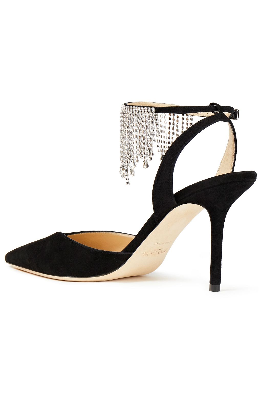 JIMMY CHOO Birtie 85 crystal-embellished suede pumps