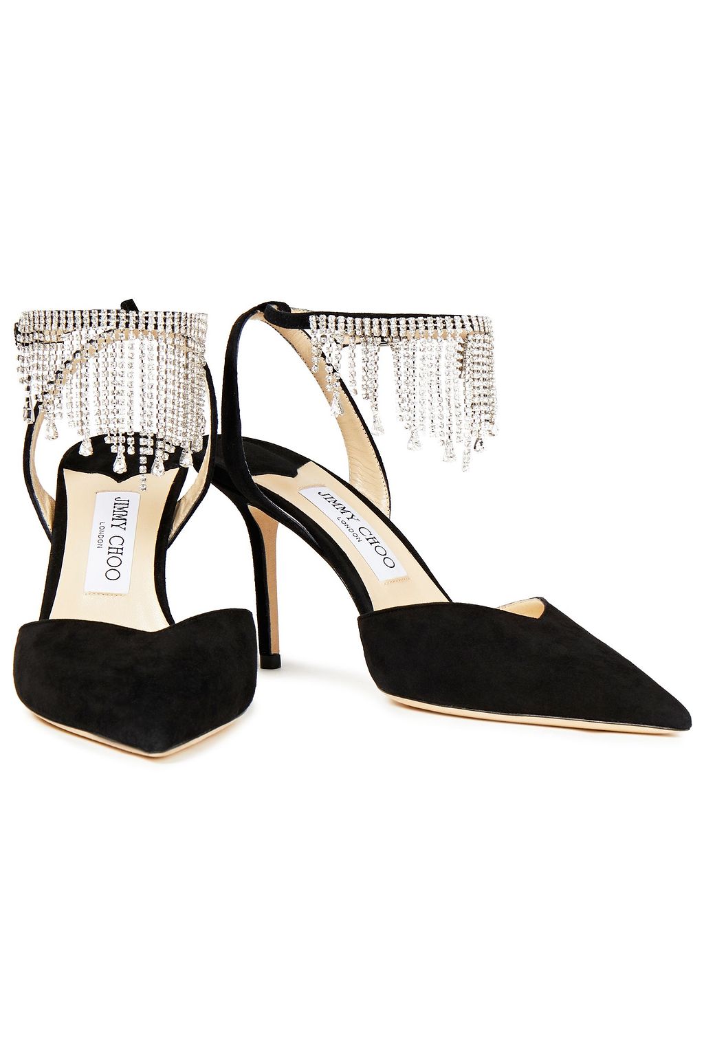 JIMMY CHOO Birtie 85 crystal-embellished suede pumps