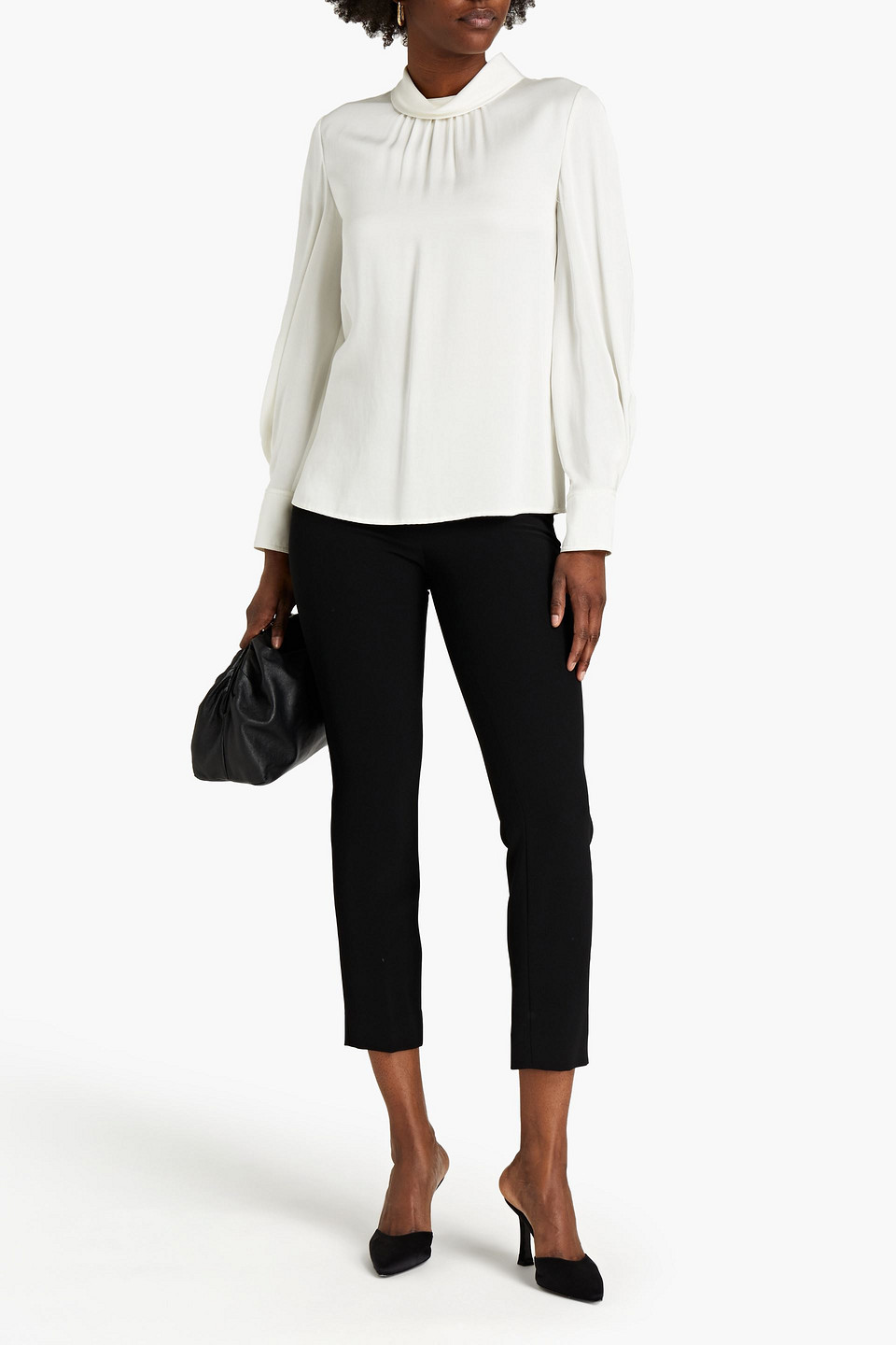 Lela Rose Catherine Cropped Crepe Straight-leg Trousers In Black