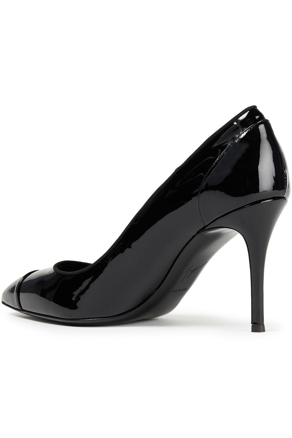 GIUSEPPE ZANOTTI Grosgrain-trimmed patent-leather pumps