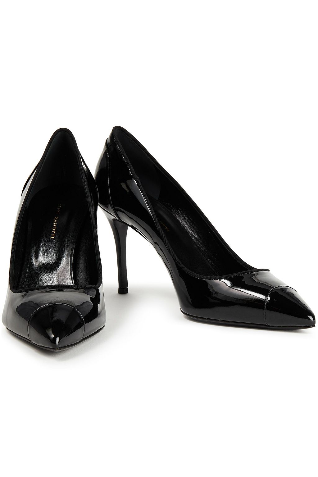 GIUSEPPE ZANOTTI Grosgrain-trimmed patent-leather pumps