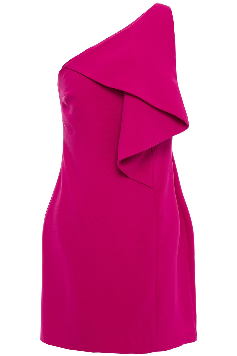 Halston Brigitte one-shoulder ruffled crepe mini dress