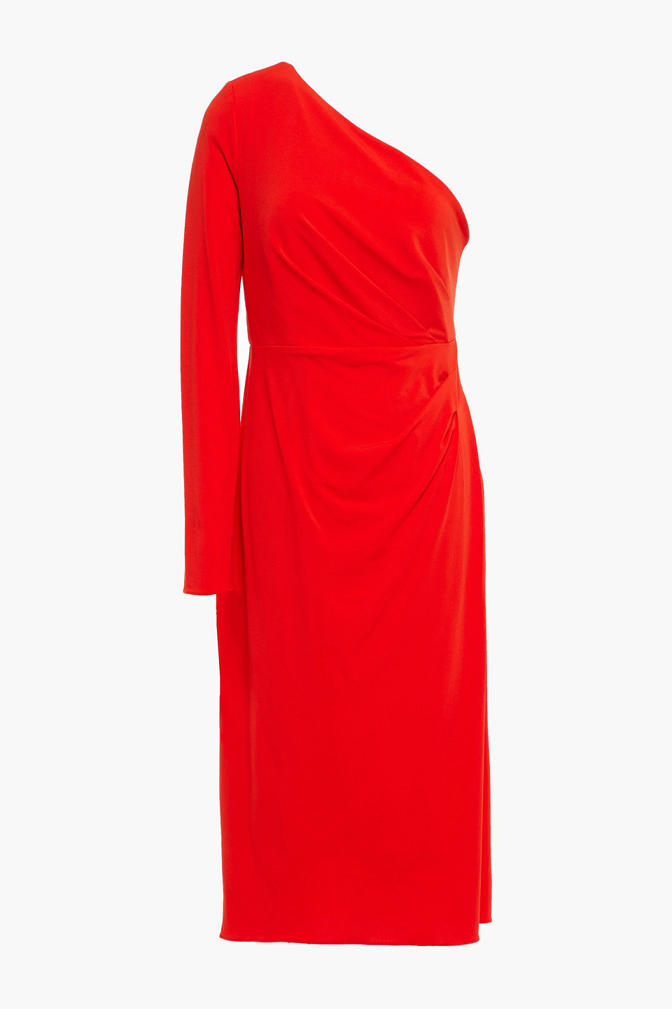 Halston Payton one-shoulder ruched stretch-jersey midi dress