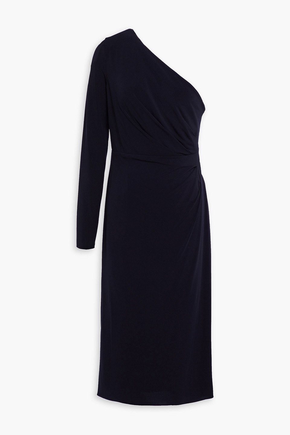 Halston Payton one-shoulder ruched stretch-jersey midi dress