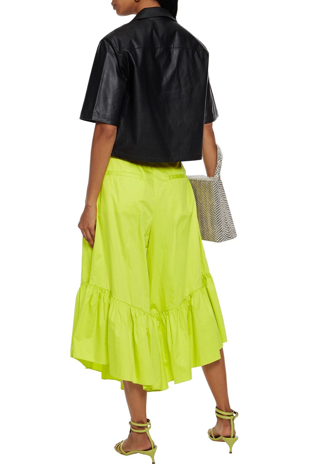 TIBI Ruffled cotton-poplin culottes