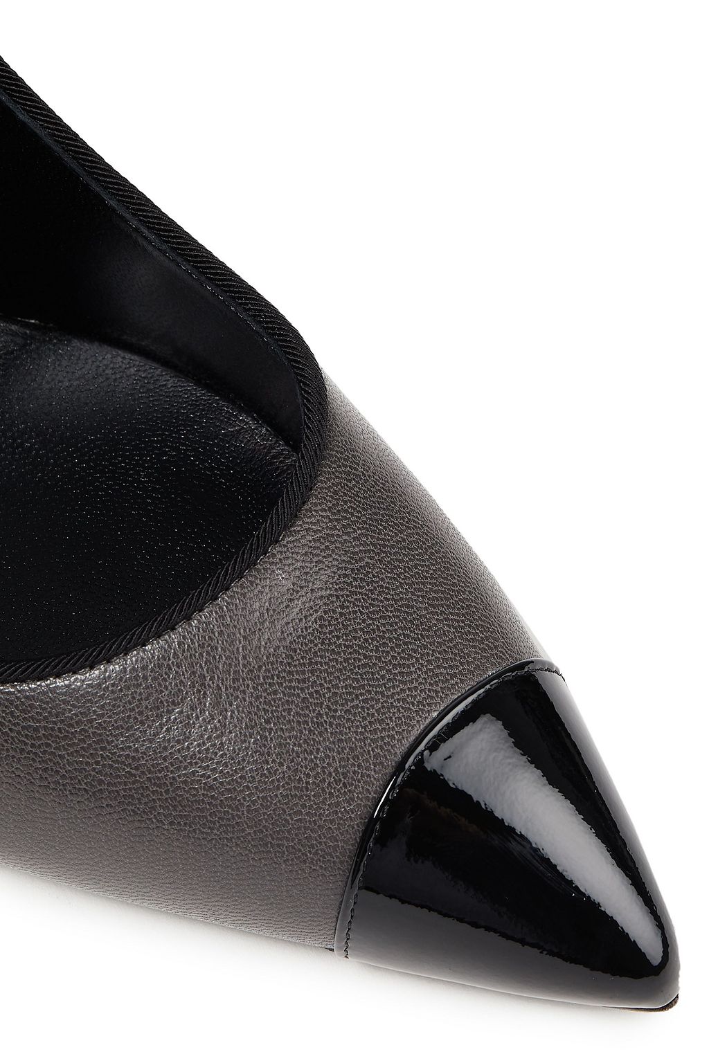 GIUSEPPE ZANOTTI Grosgrain-trimmed paneled leather pumps
