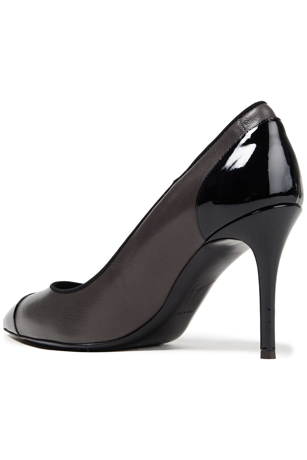 GIUSEPPE ZANOTTI Grosgrain-trimmed paneled leather pumps