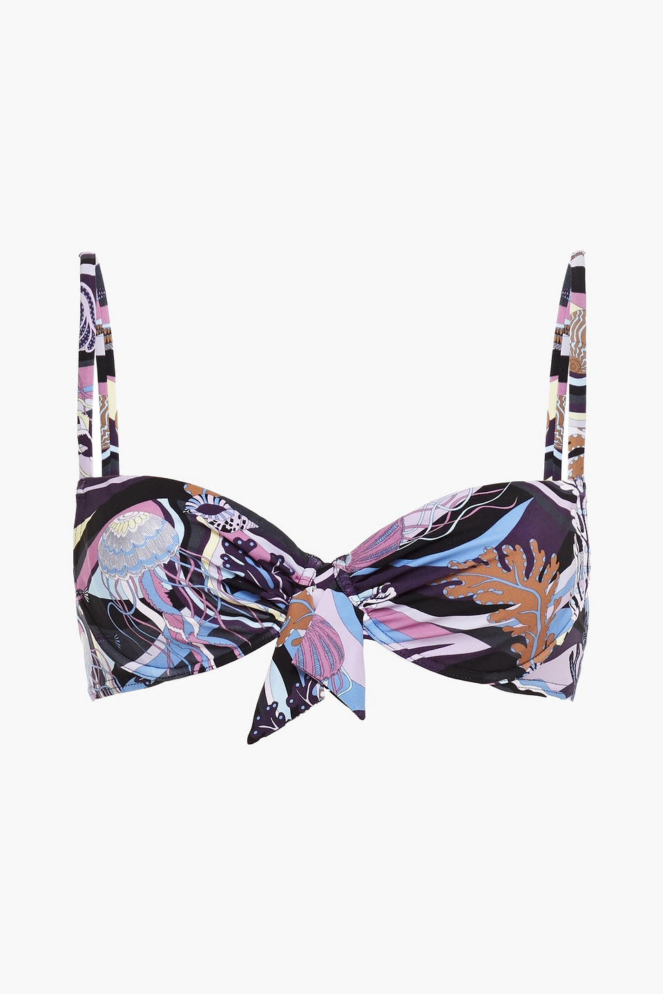 Maison Lejaby Aquatique Knotted Printed Underwired Bikini Top In Dark Purple