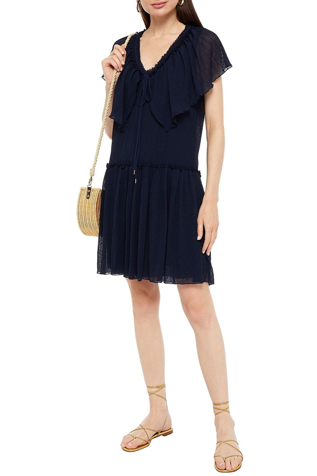 SEE BY CHLOÉ Ruffled ribbed-knit mini dress