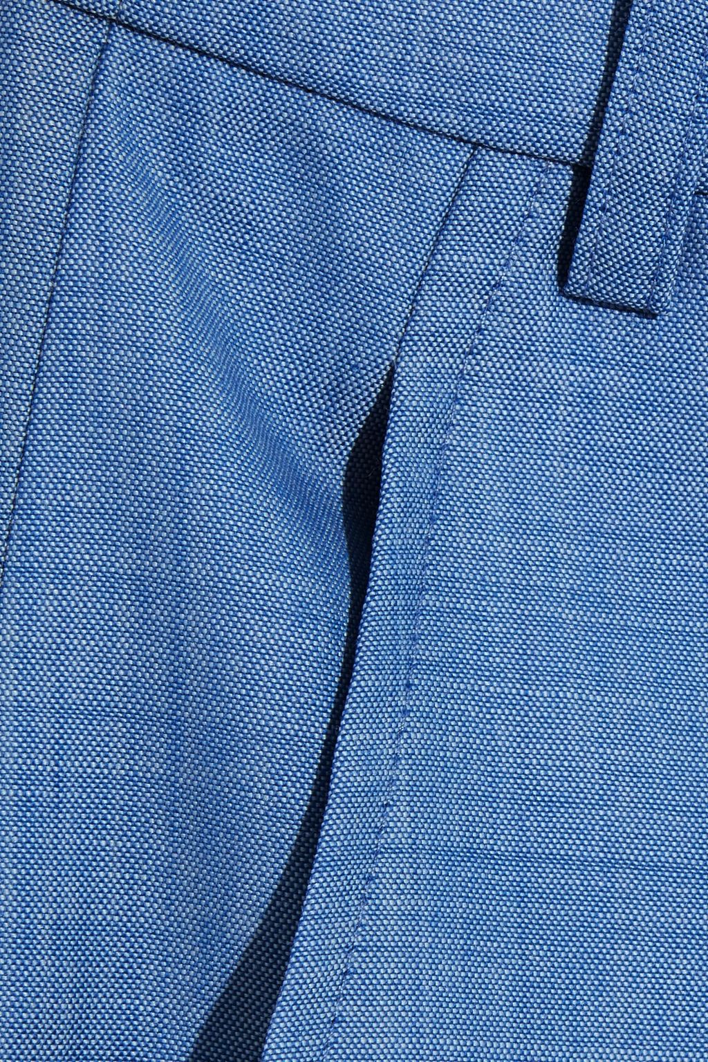 TIBI Serge belted wool-chambray shorts