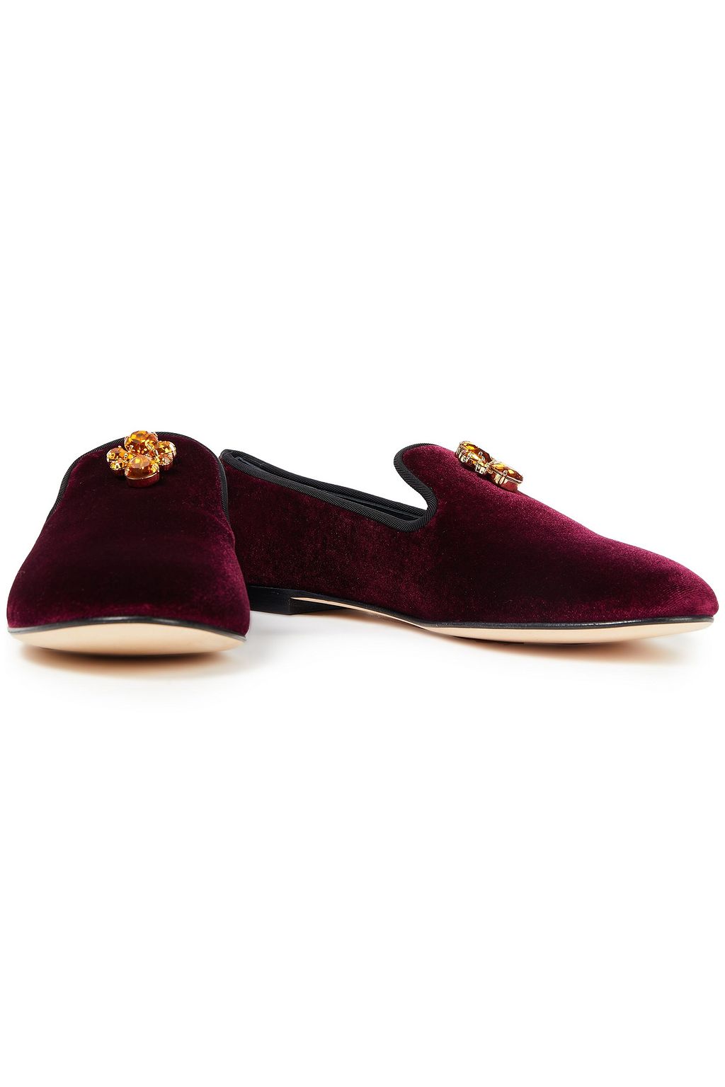 GIUSEPPE ZANOTTI Crystal-embellished velvet loafers