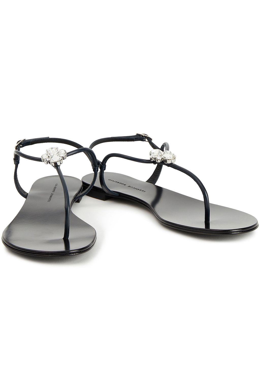GIUSEPPE ZANOTTI Crystal-embellished leather slingback sandals