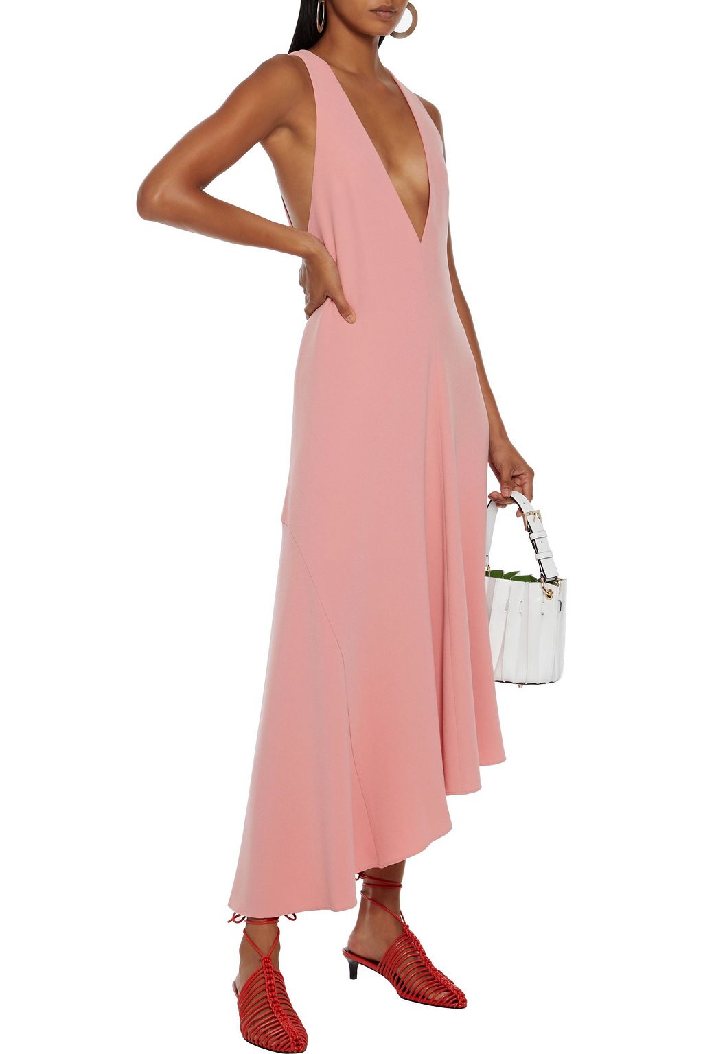 TIBI Asymmetric crepe midi dress