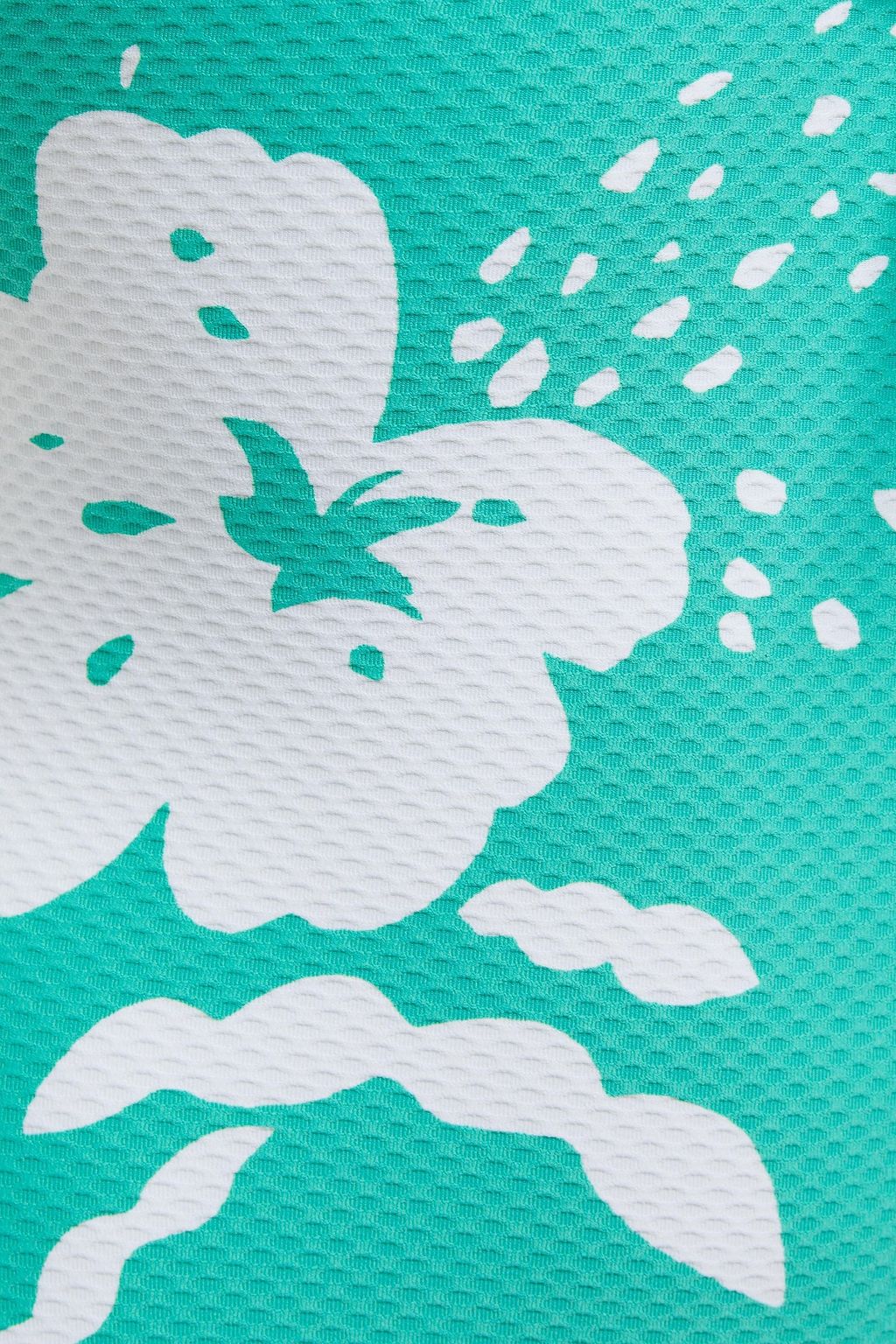 MAISON LEJABY Tropical floral-appliquéd printed stretch-piqué bandeau swimsuit