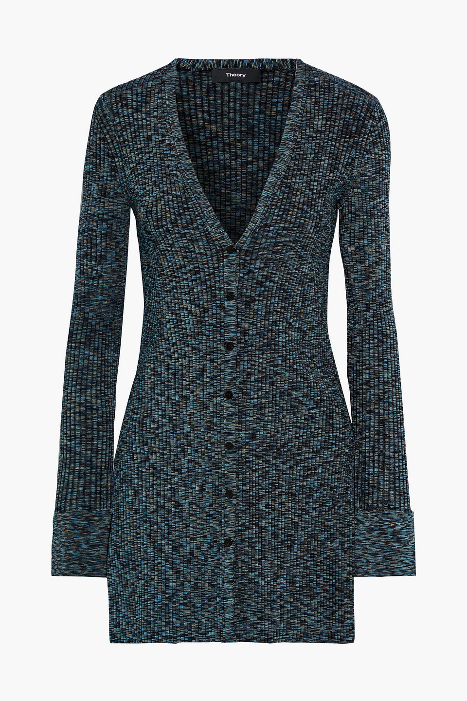 Theory - Marled ribbed-knit cardigan - Blue - S