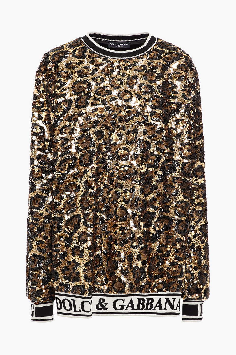 Dolce&Gabbana Leopard-print sequined crepe sweatshirt